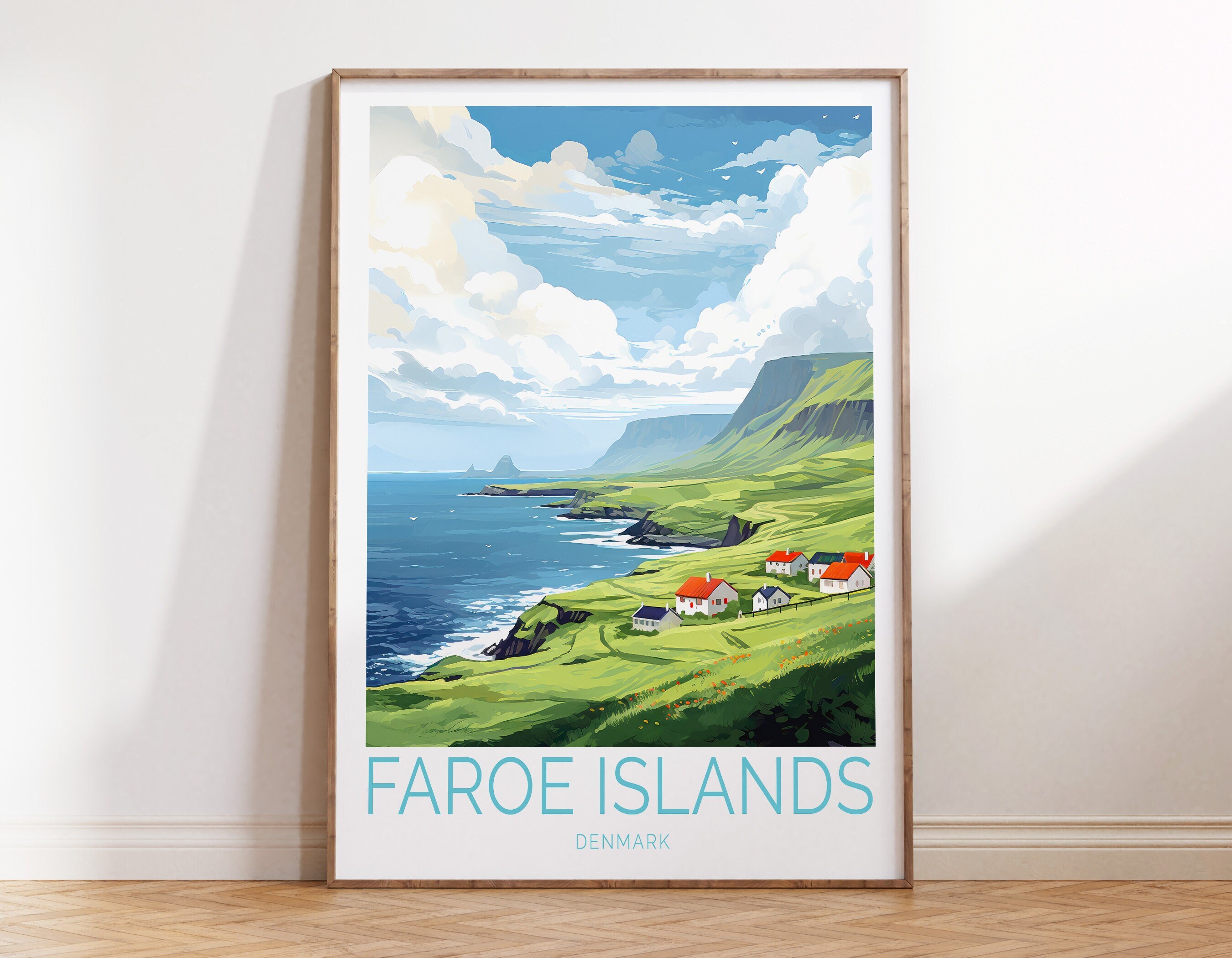 Faroe Islands Travel Poster, Faroe Islands Denmark Poster, Faroe Islands Denmark Travel Wall Art, Faroe Islands Denmark Travel Gift