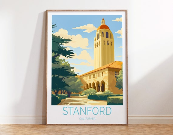Stanford California Poster, Campus Travel Print, Tower Illustration