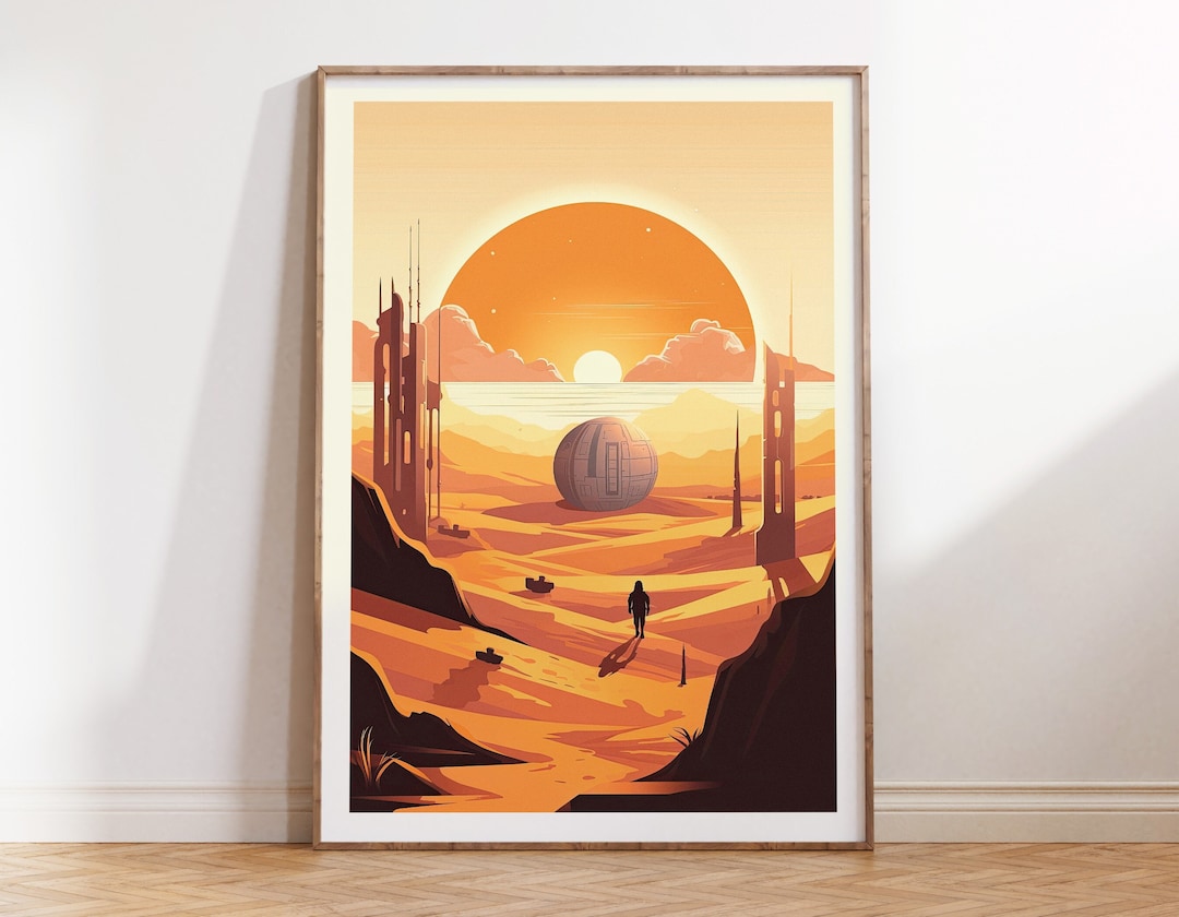 Tatooine Minimalist Star Wars Planet Poster, Star Wars Tatooine Travel