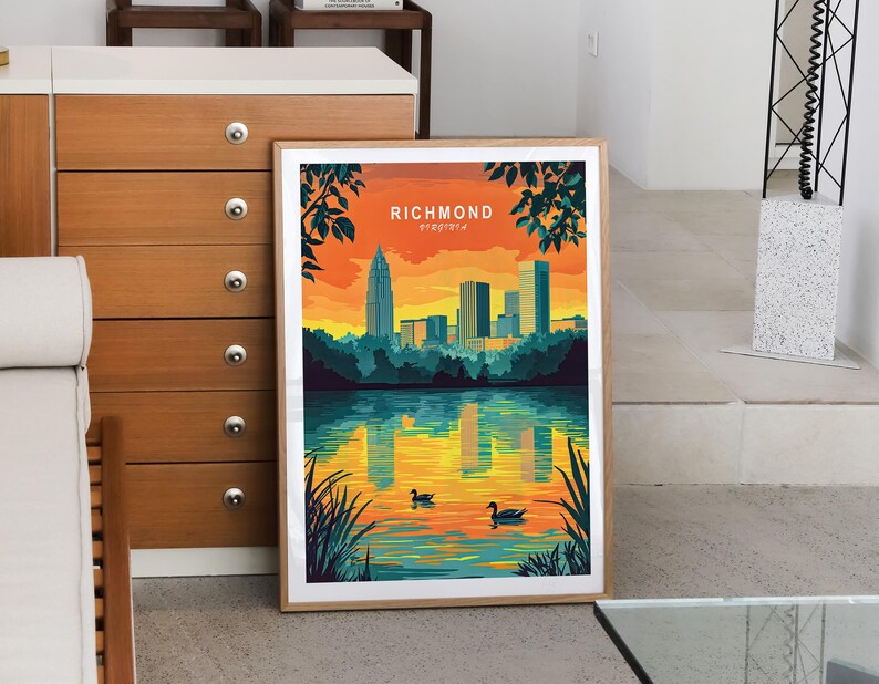 Richmond Virginia Travel Poster, Virginia City Wall Art, James River