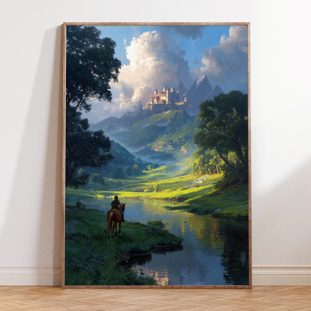The Legend of Zelda Oil Painting – Fantasy Castle Landscape Art