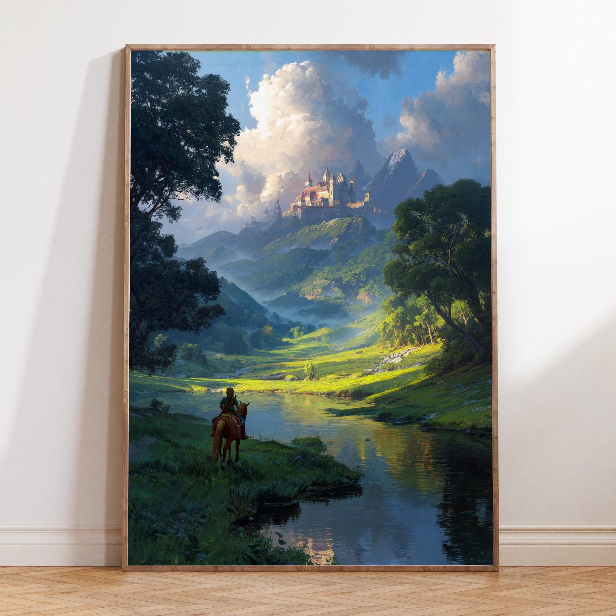 The Legend of Zelda Oil Painting – Fantasy Castle Landscape Art