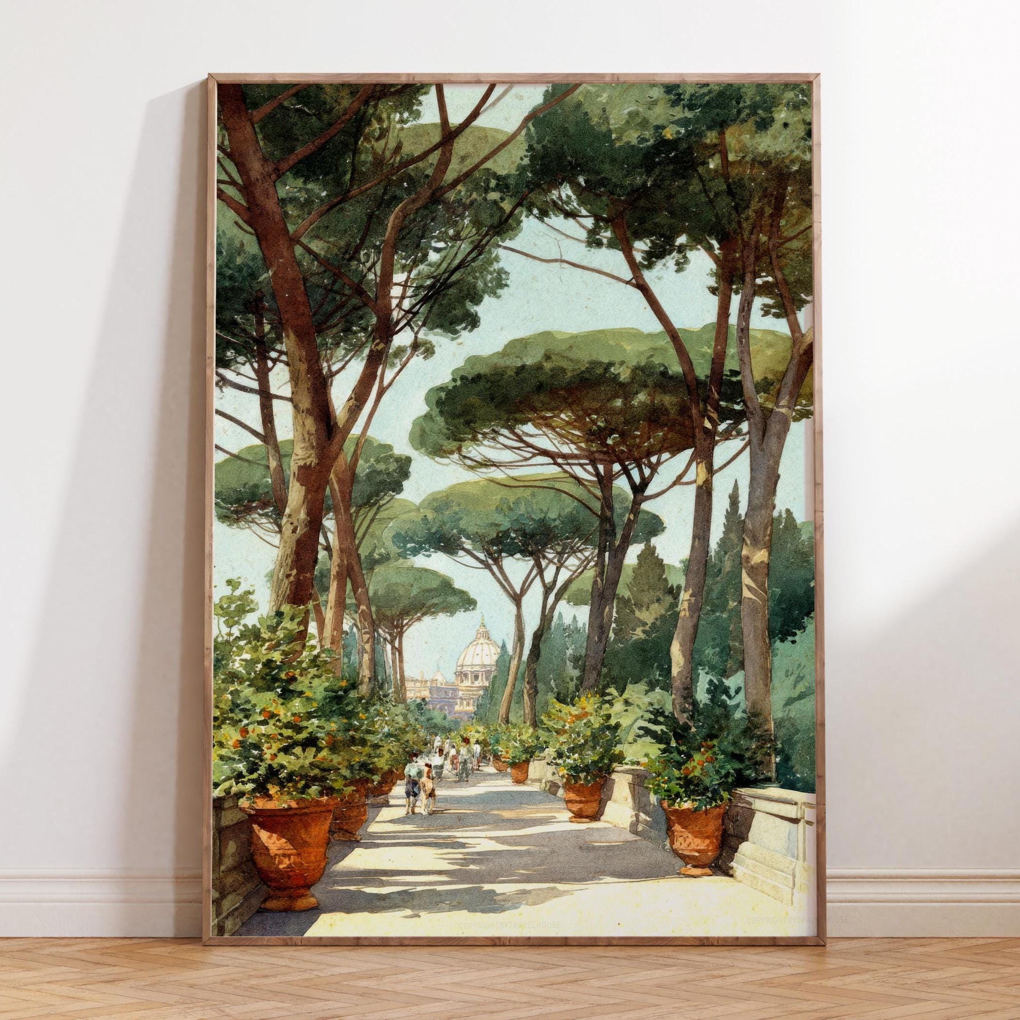 イタリアンアート SalvadoriArte #アートフレーム#壁掛けオブジェ Watercolor Wall Art, Giardino Degli Aranci Rome, Italian Garden