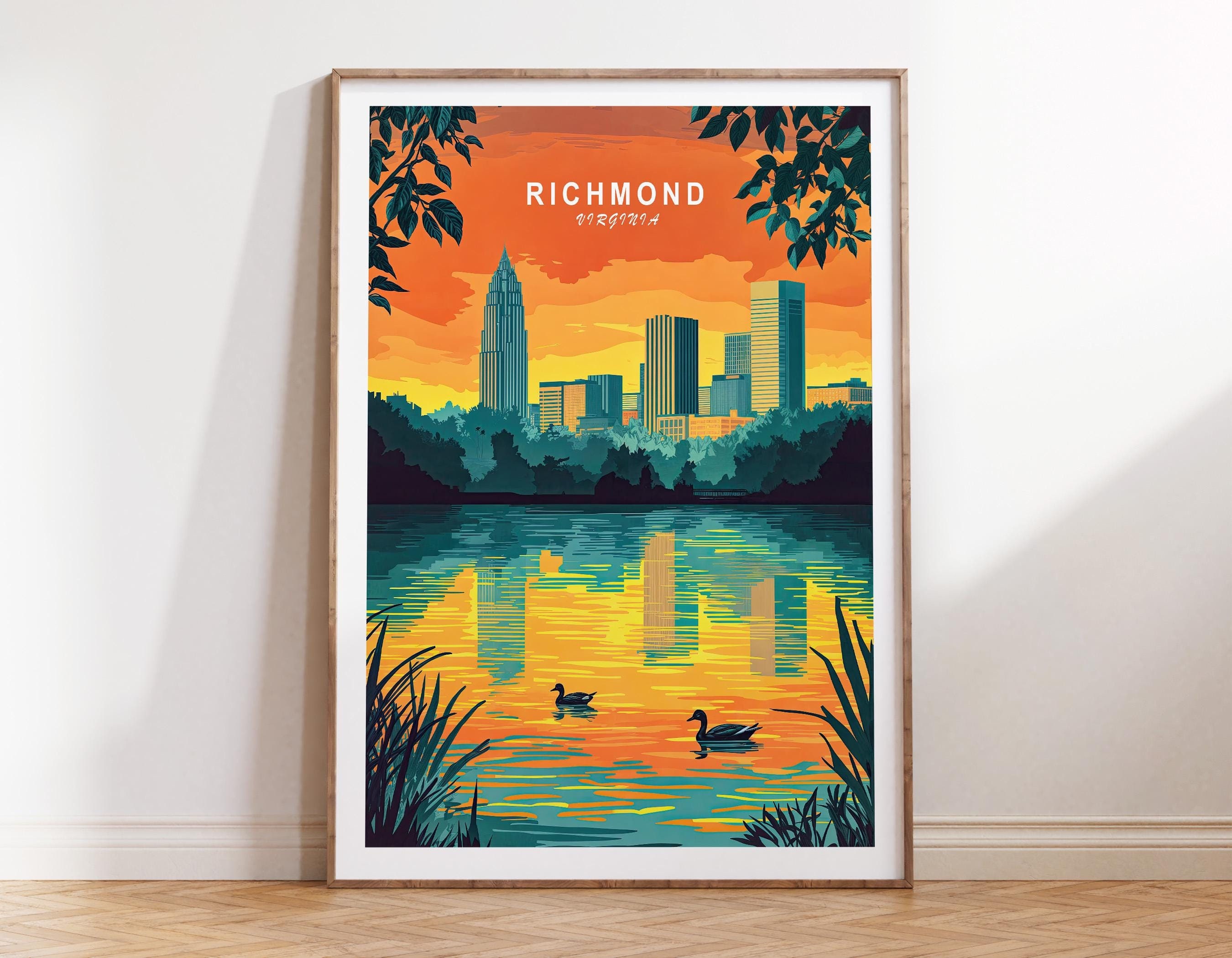 Richmond Virginia Travel Poster, Virginia City Wall Art, James River Print, House Warming Gifts, Birthday Gifts, Home Decor