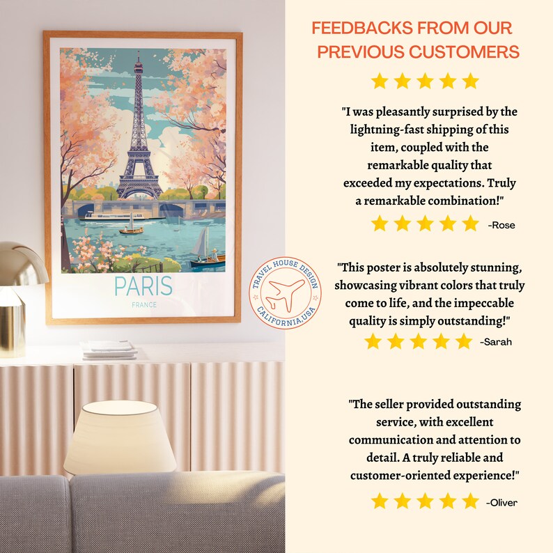 May include: A vintage travel poster featuring a colorful illustration of the Eiffel Tower in Paris, France. The poster has a red, white, and blue color scheme and includes the text "Paris, France".