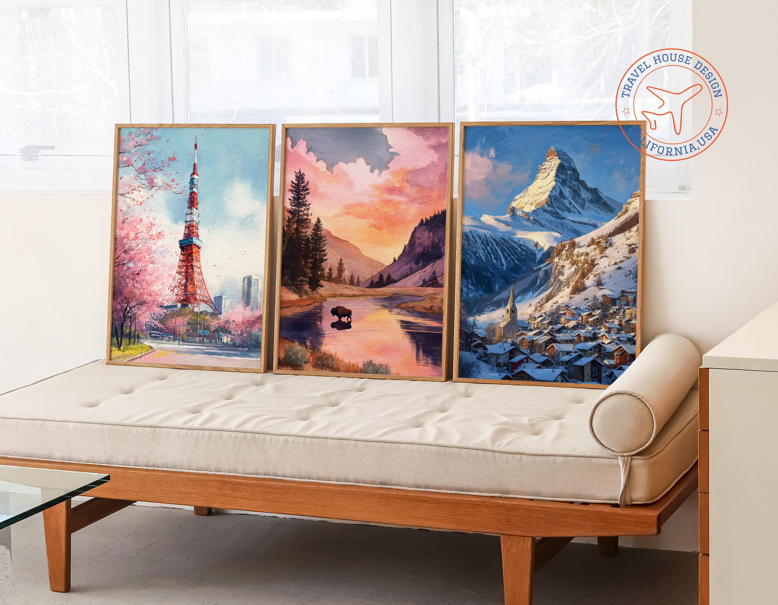 ツェルマット（スイス）の油絵 – マッターホルンの冬の風景、アルプス