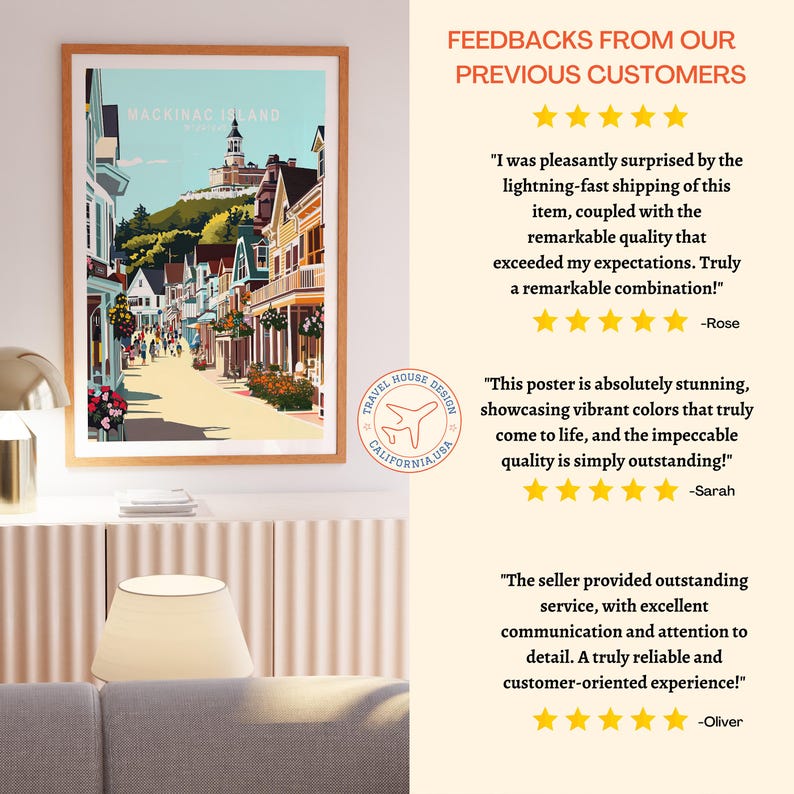 Mackinac Island Michigan Poster, Mackinac Island Travel Wall Art