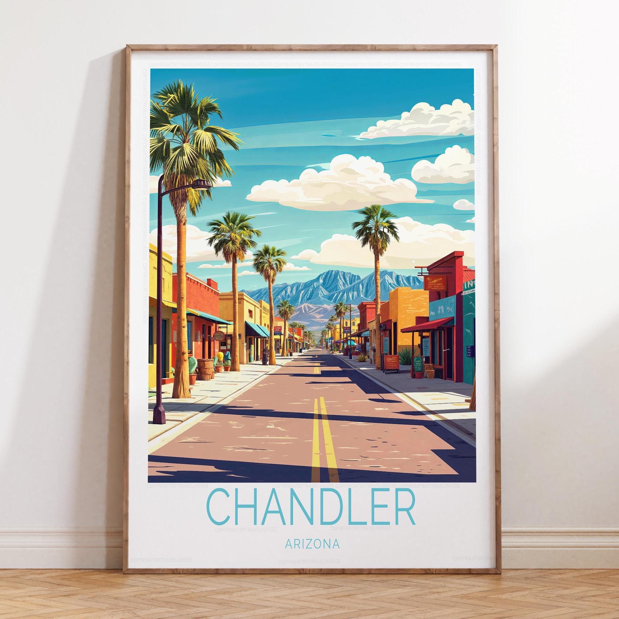 Chandler Arizona Travel Poster, Arizona Travel Wall Art, Chandler