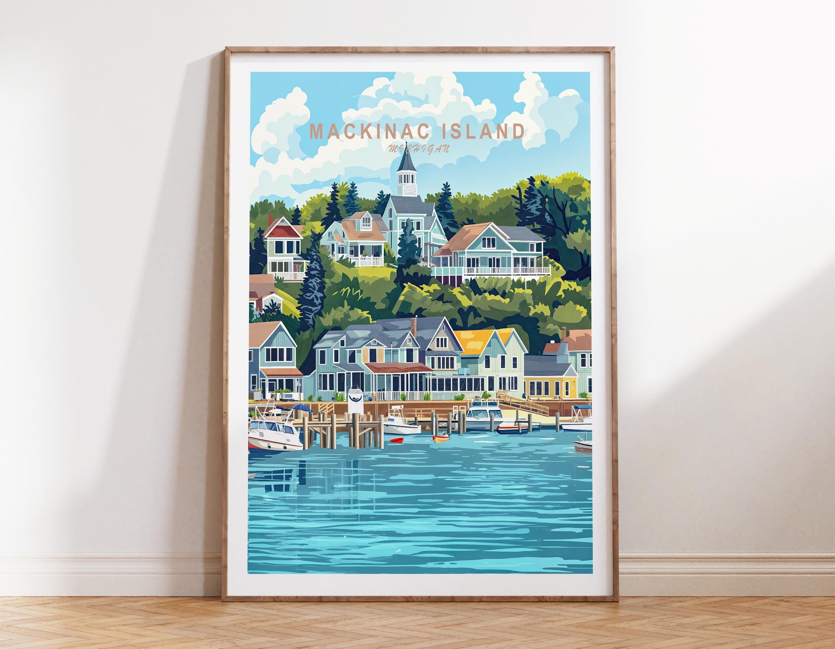 Mackinac Island Michigan Poster, Michigan Travel Wall Art