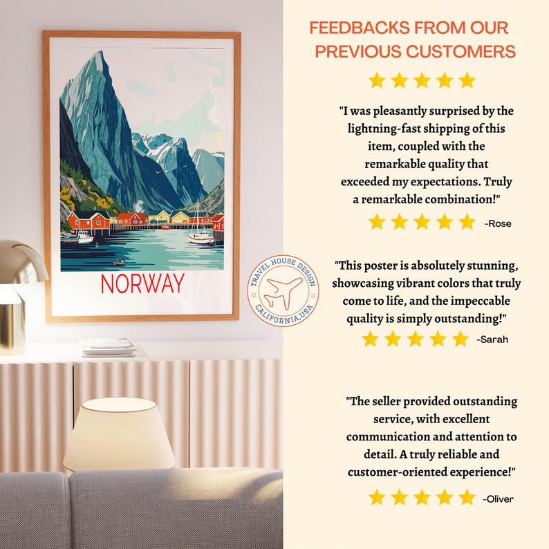 Norway Scandinavia Travel Poster, Norway Travel Wall Art, Scandinavia