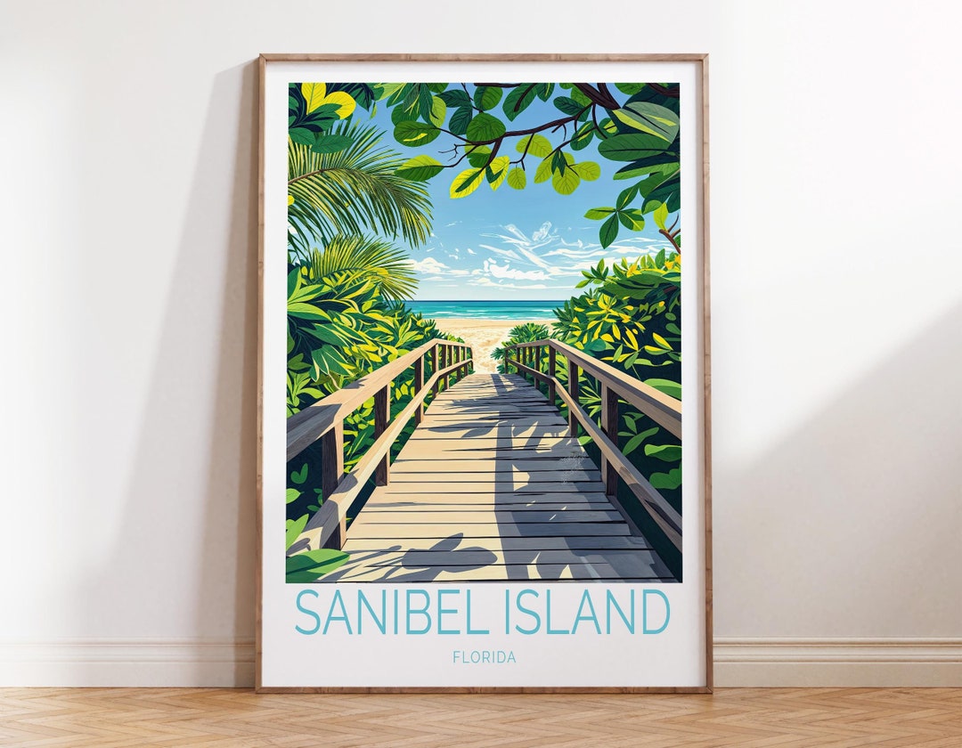 Sanibel Island Florida Travel Poster, Florida Travel Wall Art, Sanibel Island Travel Print ...
