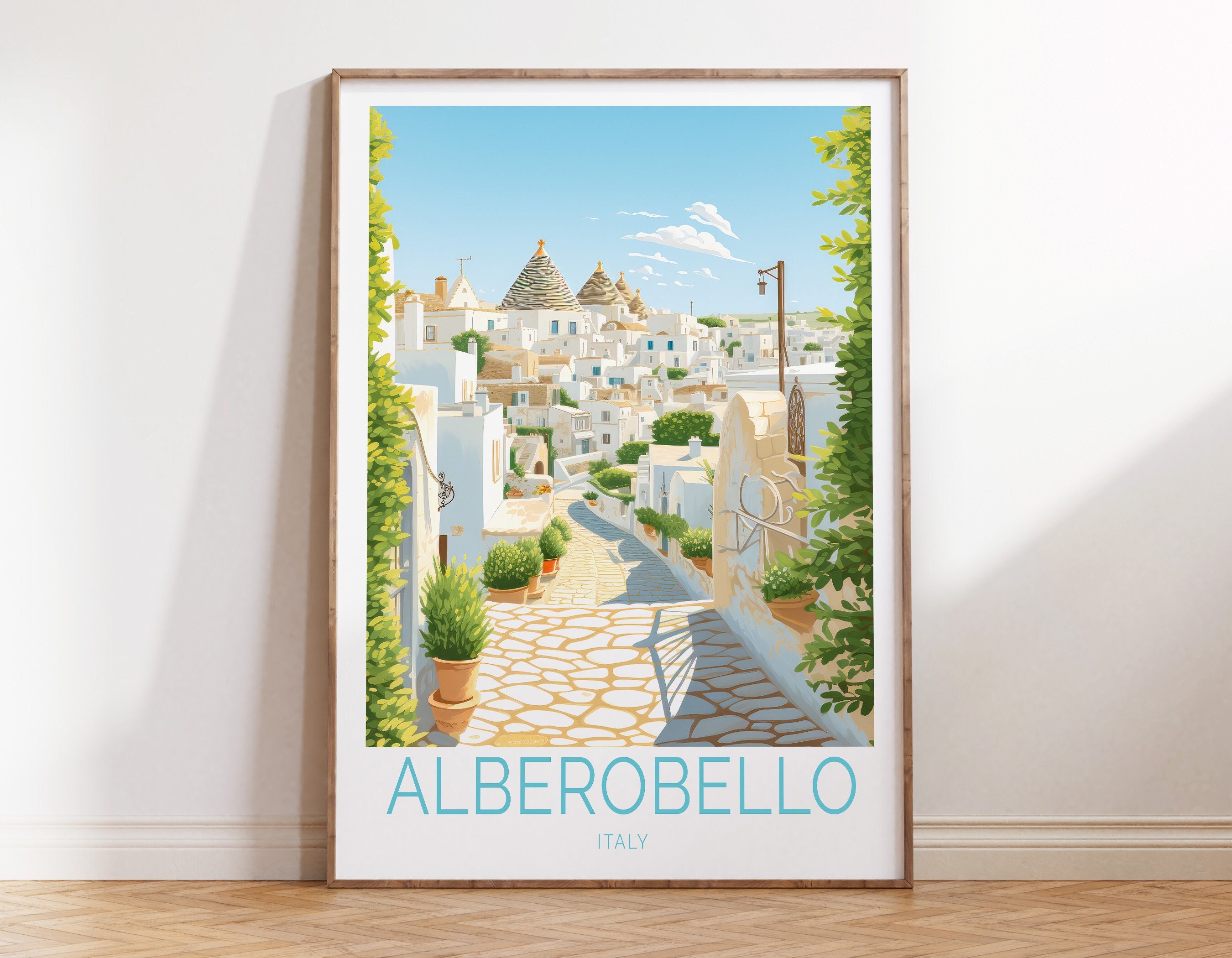 Alberobello Italy Travel Poster, Southern Italy Alberobello Travel Illustrations, Traveler Wall Art, Italy travel Poster, Birthday Presents