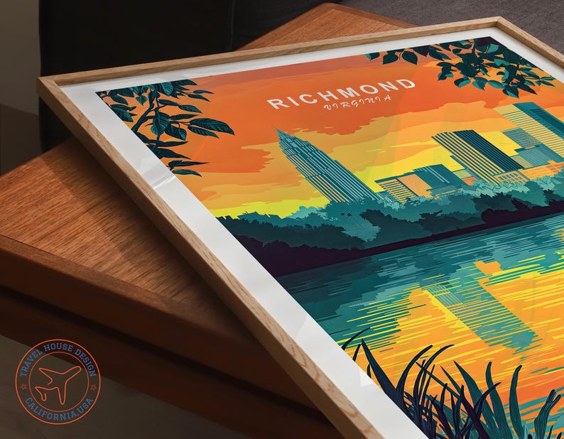 Richmond Virginia Travel Poster, Virginia City Wall Art, James River