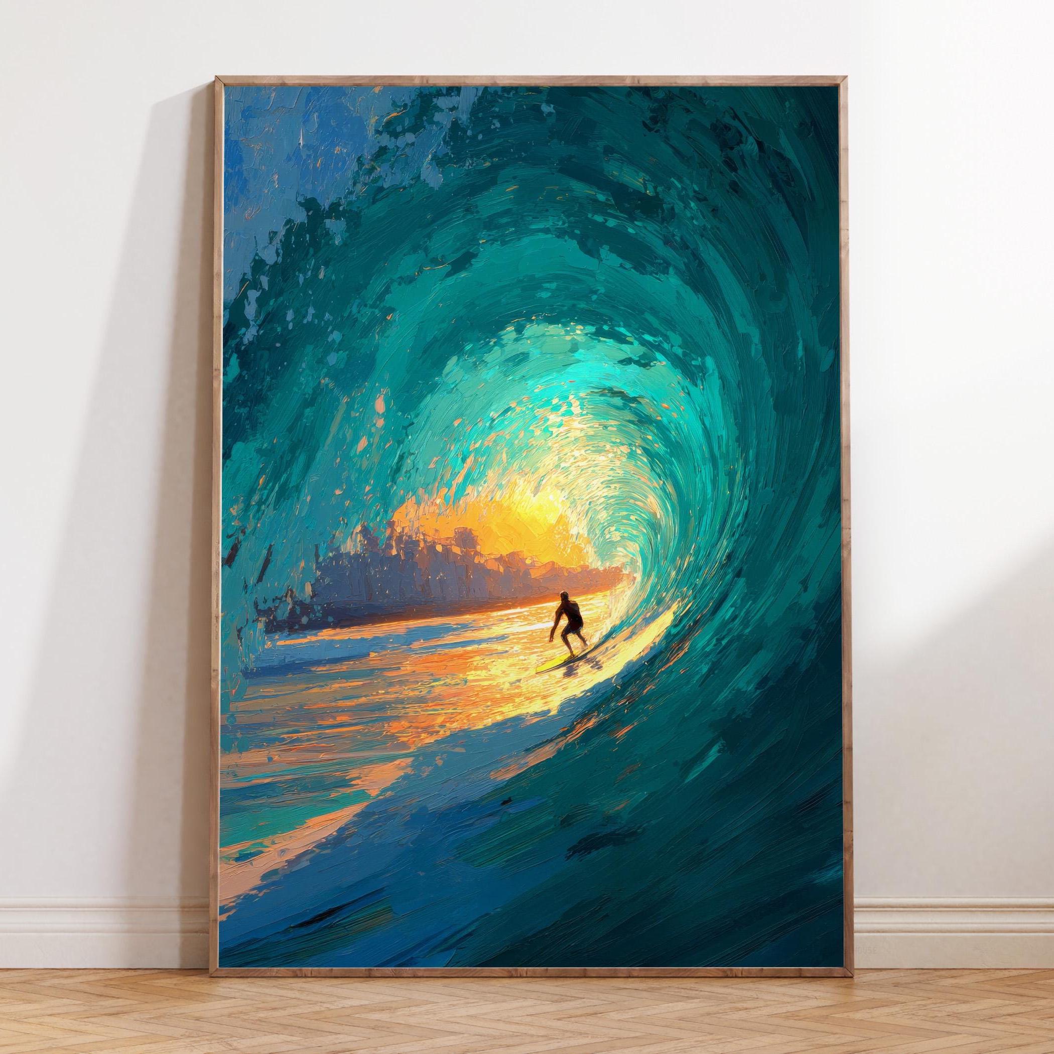 40 YEARS OF SURFER コラージュポスター The Wedge Newport Beach Print, California Surf Art, Sunset Wave