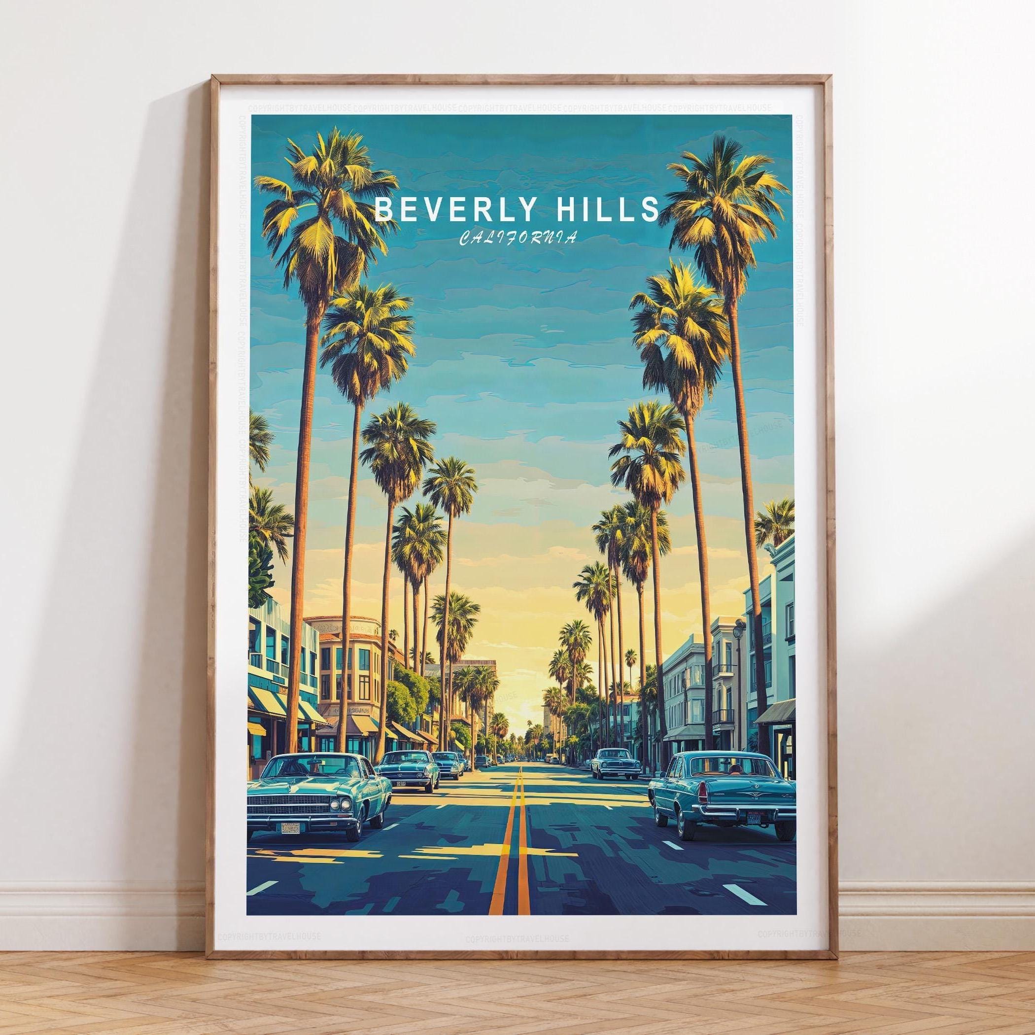 Beverly Hills California Travel Print, California Travel Wall Art