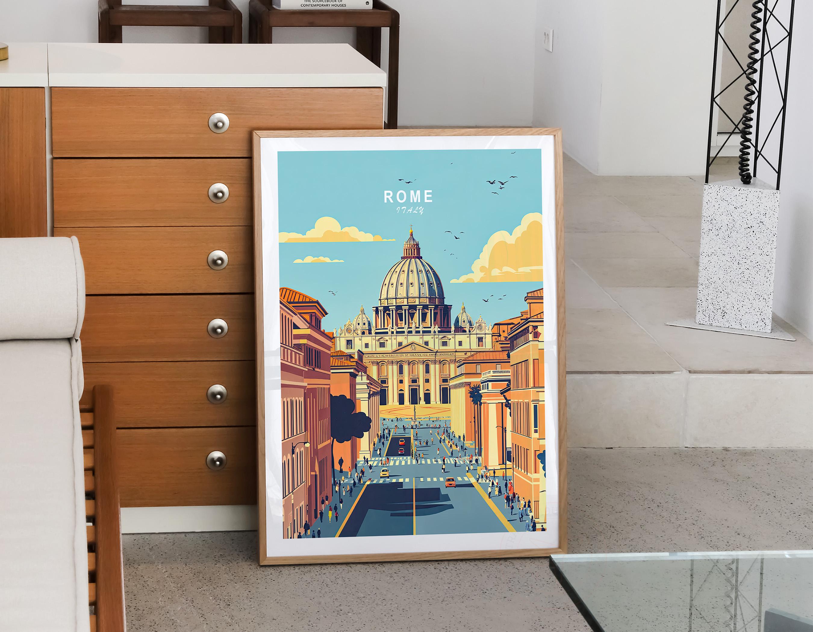 Rome Custom Travel Poster, Italy Travel Wall Art, Vatican