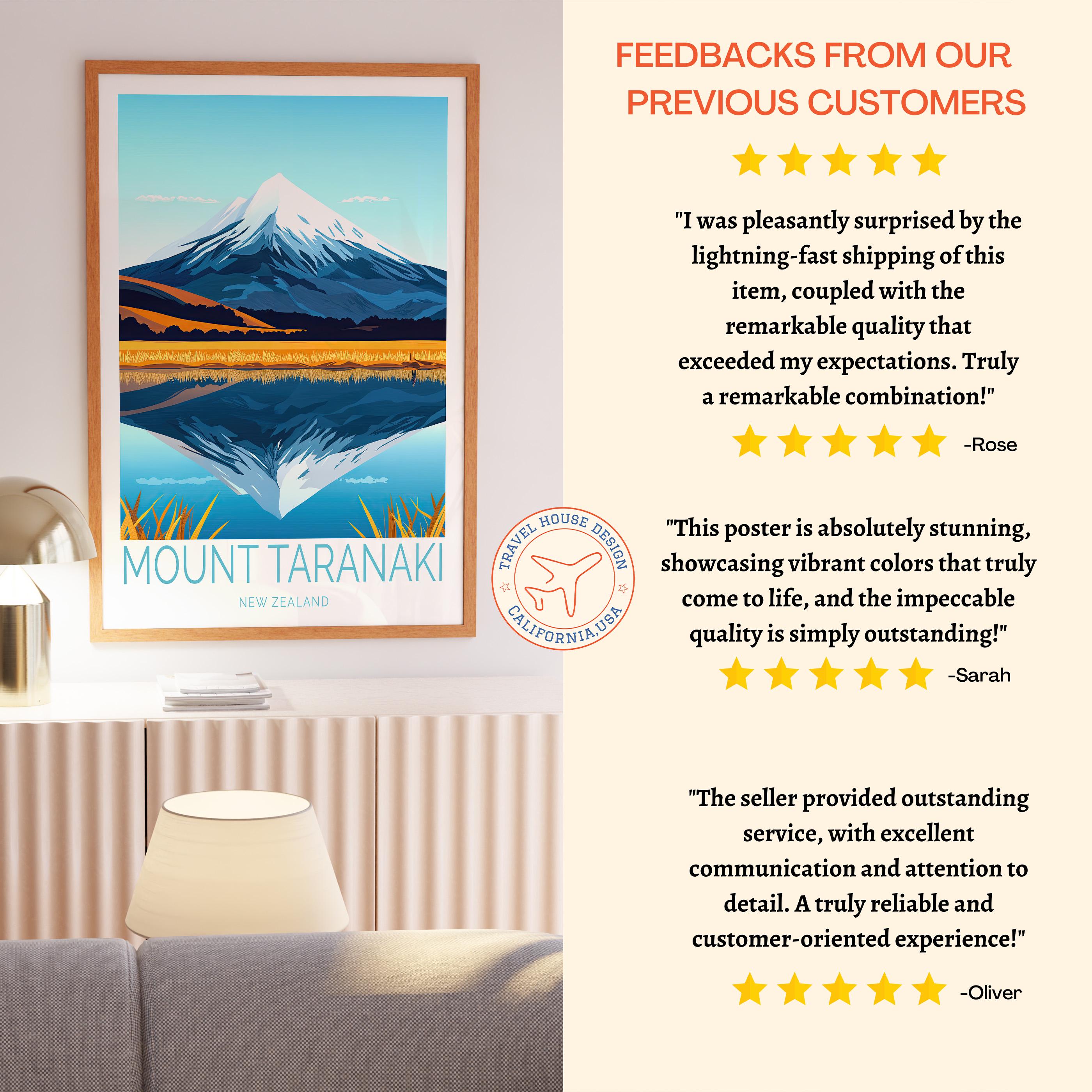 Mount Taranaki Custom Travel Poster, Mount Taranaki New Zealand