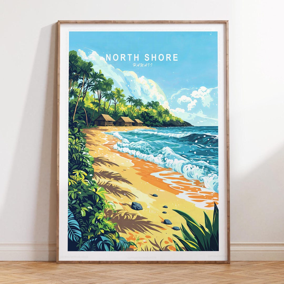North Shore Travel Poster, Hawaii Travel Print, North Shore Hawaii