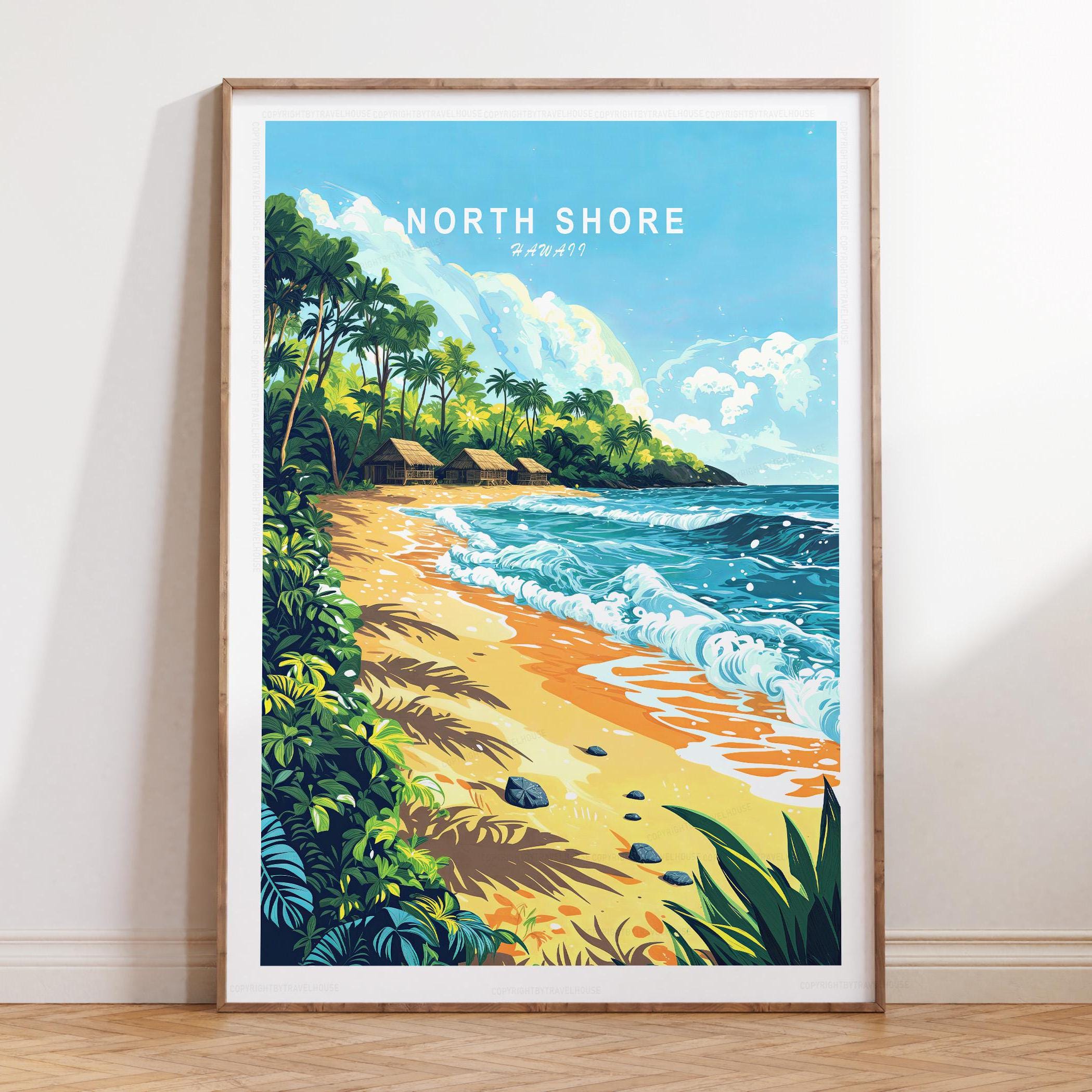 North Shore Travel Poster, Hawaii Travel Print, North Shore Hawaii
