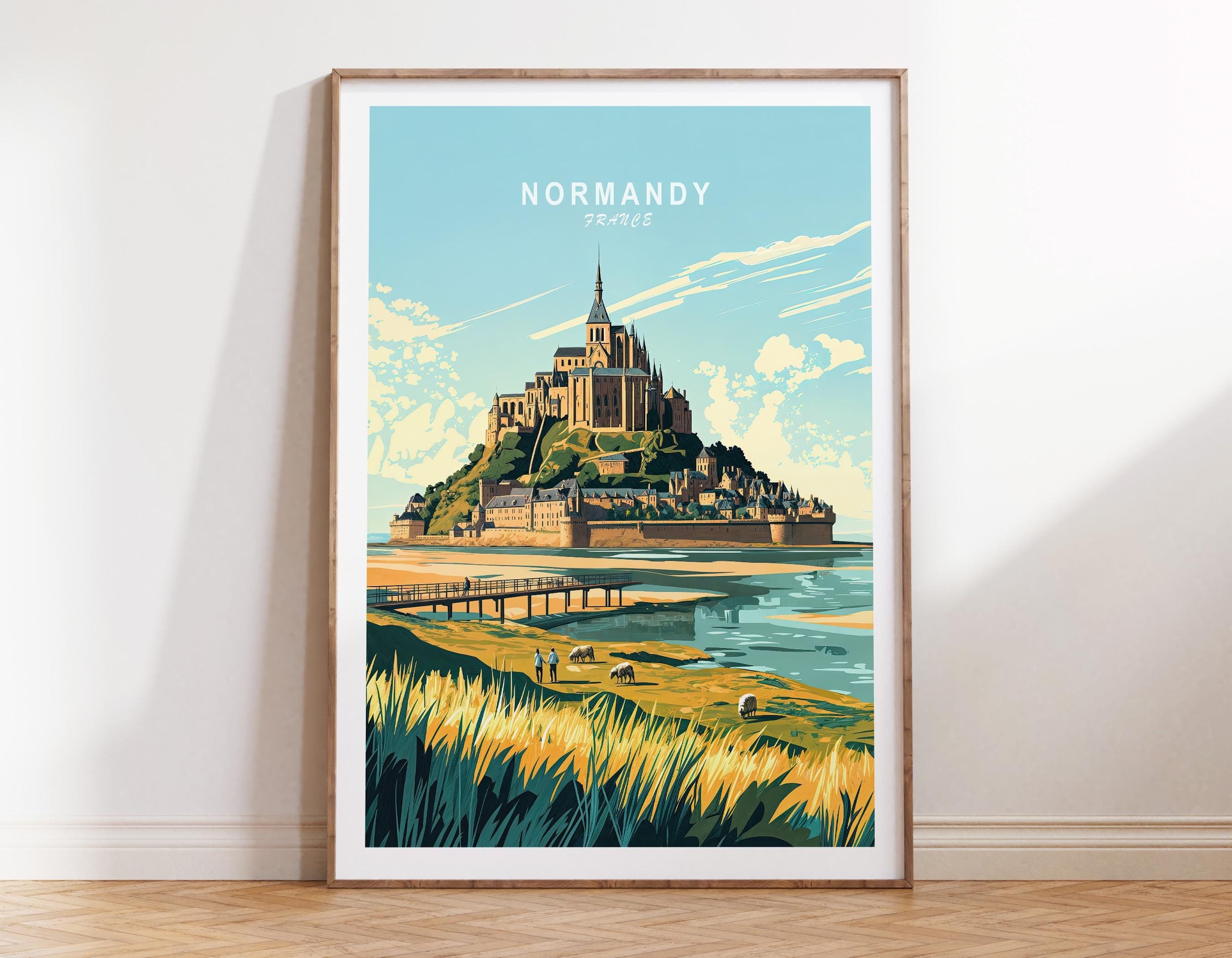 ノルマンディーカスタム旅行ポスター、モンサンミッシェルウォール