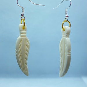 Bone Feather Earrings