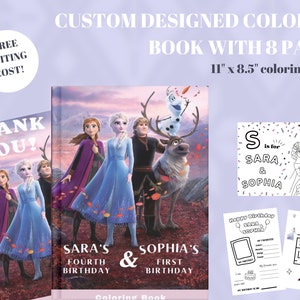 Frozen&#39;s Digital Coloring Book | Frozen personalized coloring book | Digital Coloring Favors |Frozen&#39;s Party Favors | Custom Frozen Birthday