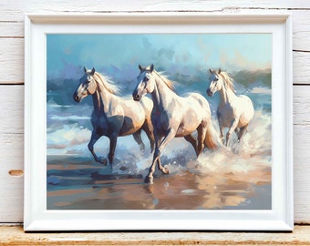Coastal Horses Art Print: Beach Wall Decor (Digital Download)