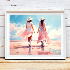 Coastal Cowgirl Boots Art Print: Pink Preppy Decor (Digital Download)