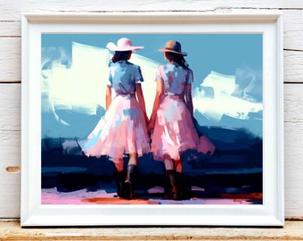 Pink Coastal Cowgirl Art Print: Girly Western Decor (Digital Download)