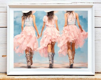 Cowgirl Boot Painting: Retro Western Wall Art (Digital Download)