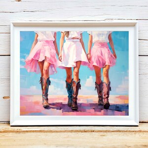 Retro western print, Cowgirl decor, Western Printable Wall Art, Cowgirl Boot Painting, Retro Apartment Print, Girly Dorm Room Decor, Pink