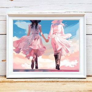 Coastal Cowgirl Print: Retro Western Art (Digital Download)