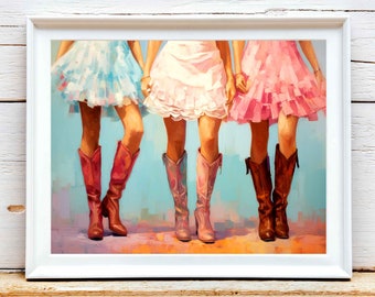 Cowgirl Boot Print: Retro Western Wall Art (Digital Download)
