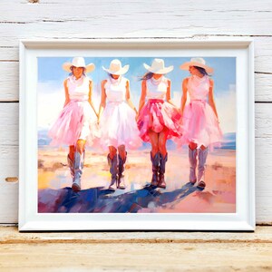 Coastal Cowgirl Printable Art, Western Cowgirl Printable Wall Art, Cowgirl Boot Painting, Retro Apartment Print, Girly Dorm Room Decor