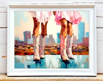 Retro Cowgirl Boots Print: Trendy Western Wall Art (Digital Download)