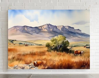 Western Cattle Print: Retro Cowboy Art, Cowgirl Decor (Digital Download)