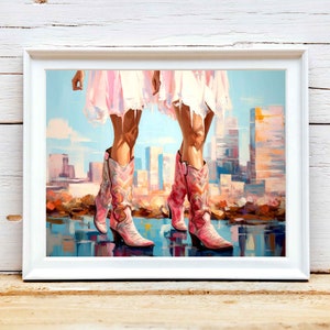 Pink Cowgirl Boots Painting: Western Wall Art (Digital Download)