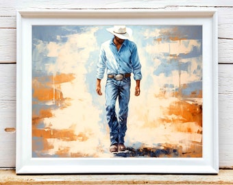 Retro Cowboy Art Print: Western Home Decor (Digital Download)