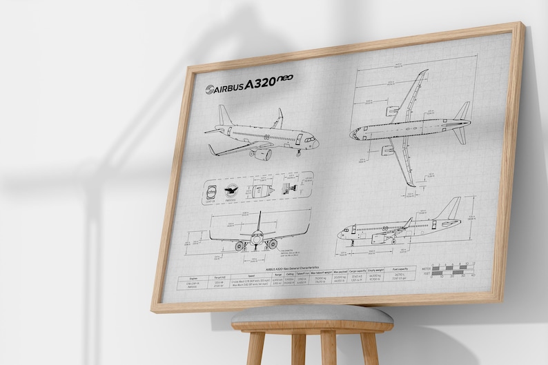 Airbus A320 Neo Horizontal Blueprint Premium Matte Paper Poster - Etsy