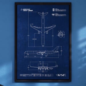 Boeing B757-300 Blueprint Poster Vertical | Premium Poster | Aviation Wall Art | Pilot Gift