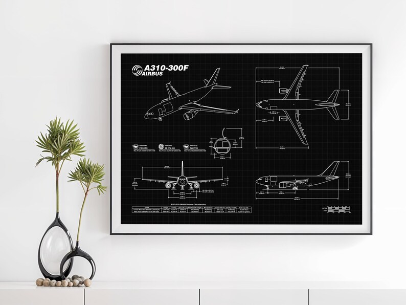 Airbus A310 300F Blueprint Poster Horizontal Aviation Wall Art Etsy Airbus A310 300F Blueprint Poster Horizontal Aviation Wall Art Etsy