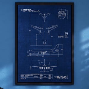Boeing B737-400 Classic Blueprint Poster Vertical | Premium Poster | Aviation Wall Art | Pilot Gift