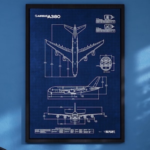 Poster verticale del progetto Airbus A380-800 / Arte murale aeronautica