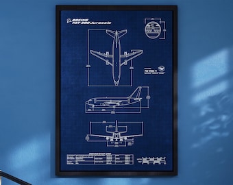 Boeing B737-200 Blueprint Poster Vertical | Aviation Wall Art