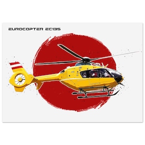 Eurocopter EC135 Modern Art Print | Helicopter Wall Art | Aviation Decor