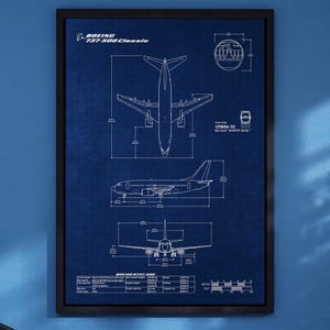 Boeing B737-500 Classic Blueprint Poster Vertical | Premium Poster | Aviation Wall Art | Pilot Gift