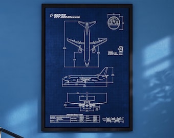 Boeing B737-300 Blueprint Poster Vertical | Aviation Wall Art
