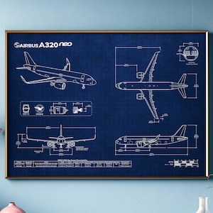 Puede incluir: Una ilustración de estilo plano de un avión Airbus A320neo sobre un fondo azul oscuro. La ilustración muestra el avión desde diferentes ángulos, incluyendo una vista lateral, una vista superior y una vista frontal. El avión es blanco con detalles negros.