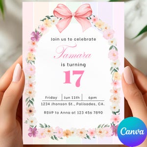 EDITABLE Rainbow Birthday Invitation Any Age Watercolor Rainbow Party Rainbow Digital Download Colorful Rainbow Girl&#39;s Party Canva Rainbow