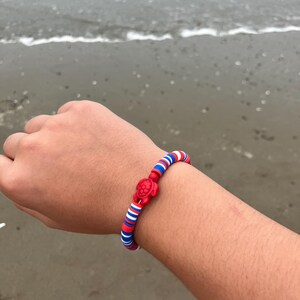Cute Fourth of July bracelet, turtle bracelet, fits kids, and teens!